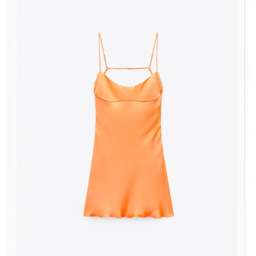 Zara Satin effect Cut Out Dress- Tangerine color
